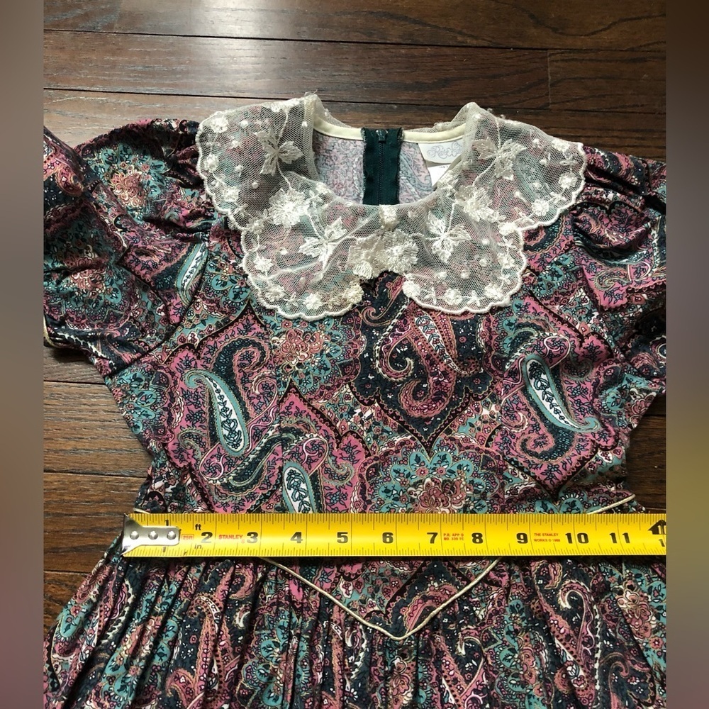 *VGUC* Rare Editions Girls 7 Vintage Purple Paisley Short-Sleeved A-Line Dress - Picture 11 of 15